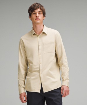 Beige Lululemon Commission Long-Sleeve Men Button Down Shirts | NZ_LuLu25068