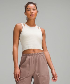 Beige Lululemon Cut-Out Knit Women Tank Top | NZ_LuLu77123