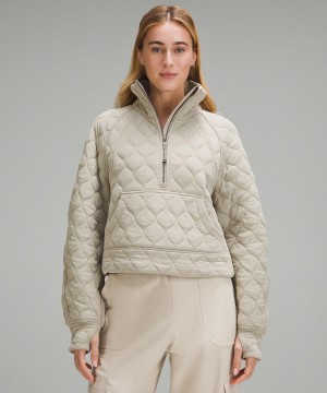 Beige Lululemon Scuba Oversized Quilted Half Zip Women Hoodies & Sweatshirts | NZ_LuLu15764