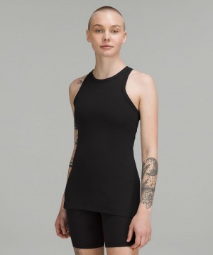 Black Lululemon Align™ Hip-Length Racerback Women Tank Top | NZ_LuLu78639