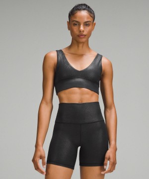 Black Lululemon Align™ Ribbed V-Neck Women Sports Bra | NZ_LuLu16648