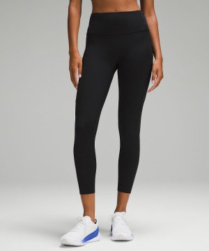 Black Lululemon Fast and Free High-Rise Tight 25" Women Leggings | NZ_LuLu40271