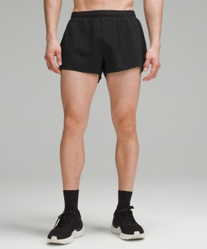 Black Lululemon Fast and Free Reflective 3" Men Shorts | NZ_LuLu27788