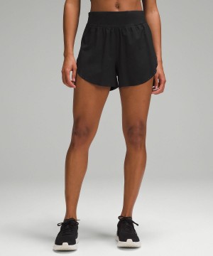 Black Lululemon Fast and Free Reflective High-Rise Classic-Fit 3" Women Shorts | NZ_LuLu41789