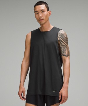 Black Lululemon Fast and Free Trail Running Tank Top Men Shirts | NZ_LuLu87286