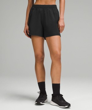 Black Lululemon Lightweight High-Rise Hiking 4" Women Shorts | NZ_LuLu14064