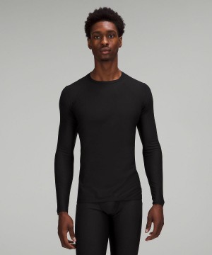 Black Lululemon SenseKnit Running Long-Sleeve Men T Shirts | NZ_LuLu41760