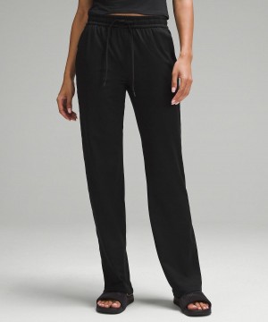 Black Lululemon Soft Jersey Straight-Leg Mid-Rise Women Pants | NZ_LuLu89868