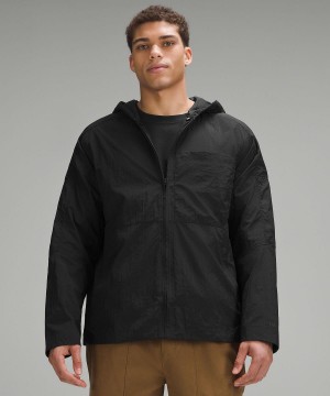 Black Lululemon Textured Full-Zip Hooded Men Coats & Jackets | NZ_LuLu79411