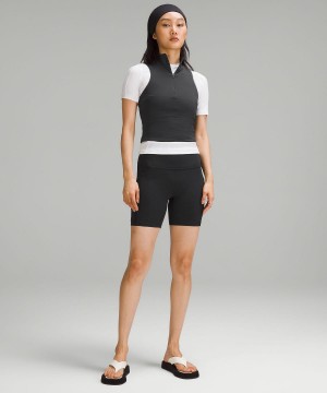 Black Lululemon Tight-Fit Lined Half-Zip Women Tank Top | NZ_LuLu79674