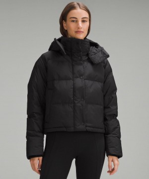 Black Lululemon Wunder Puff Cropped Women Coats & Jackets | NZ_LuLu33166