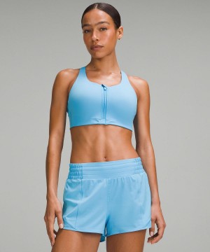 Blue Light Lululemon Energy High Support Zip-Front Women Sports Bra | NZ_LuLu93627