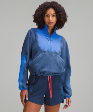 Blue Lululemon Fleece + Ripstop Hiking Pullover Women Hoodies & Sweatshirts | NZ_LuLu95466