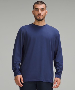 Blue Lululemon License to Train Relaxed-Fit Men Long Sleeve Shirts | NZ_LuLu37241