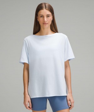 Blue Lululemon Relaxed-Fit Boatneck T-Shirt Women Shirts | NZ_LuLu15949