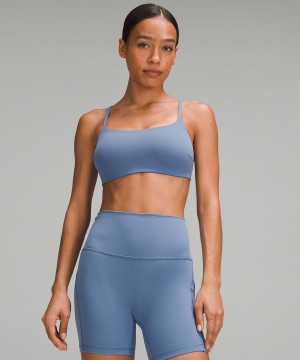 Blue Lululemon Wunder Train Strappy Racer Women Sports Bra | NZ_LuLu47896