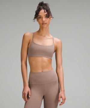 Brown Lululemon Wunder Train Strappy Racer Ribbed Women Sports Bra | NZ_LuLu51483