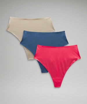 Brown / Blue / Pink Lululemon Wundermost Ultra-Soft Nulu High-Waist Thong Women Underwear | NZ_LuLu74275