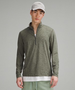 Brown / Green Lululemon Soft Jersey Half Zip Men Shirts | NZ_LuLu72234