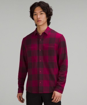 Burgundy Lululemon Soft Knit Overshirt Men Button Down Shirts | NZ_LuLu90891