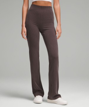 Coffee Lululemon Ribbed Softstreme Flared Women Pants | NZ_LuLu74303