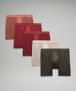 Copper / Stripes Red / Red / Brown / Dark Olive Lululemon Always In Motion Boxer 5" Men Underwear | NZ_LuLu41828