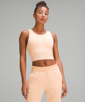 Coral Lululemon Ribbed Softstreme Cropped Women Tank Top | NZ_LuLu93340