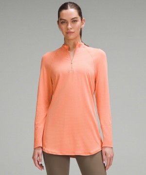 Coral Lululemon Swiftly Relaxed Long-Length Half Zip Women Long Sleeve Shirts | NZ_LuLu48074