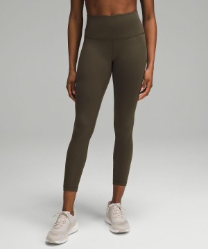 Dark Olive Lululemon Wunder Train High-Rise Ribbed Tight 25" Women Leggings | NZ_LuLu25729