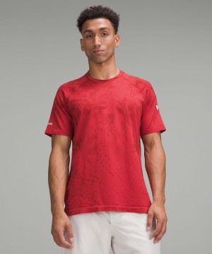 Dark Red Lululemon Team Canada Metal Vent Tech Short-Sleeve Men T Shirts | NZ_LuLu19138