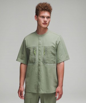 Green Lululemon Water-Repellent Hiking Short Sleeve Men Shirts | NZ_LuLu19493