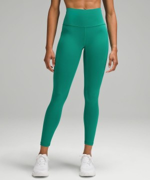 Green Lululemon Wunder Train High-Rise Tight with Pockets 25" Women Leggings | NZ_LuLu52130