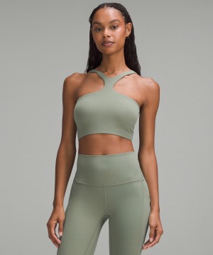 Grey Green Lululemon Bend This V and Racer Women Sports Bra | NZ_LuLu65374