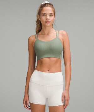 Grey Green Lululemon Like a Cloud Ribbed Longline Women Sports Bra | NZ_LuLu38752