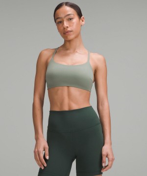 Grey Green Lululemon Wunder Train Strappy Racer Women Sports Bra | NZ_LuLu64242