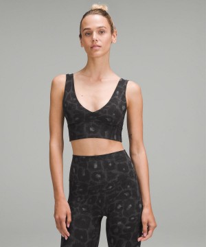 Leopard Black Multicolor Lululemon Align™ V-Neck Women Sports Bra | NZ_LuLu50901