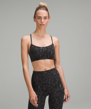 Leopard Black Multicolor Lululemon Flow Y Nulu Women Sports Bra | NZ_LuLu32287