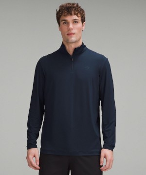 Navy Lululemon Long-Sleeve Golf Half Zip Men Hoodies & Sweatshirts | NZ_LuLu26045