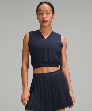 Navy Lululemon Sleeveless Cropped Tennis Women Shirts | NZ_LuLu74406