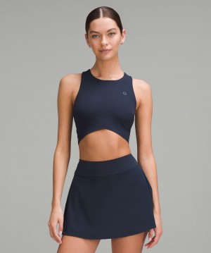 Navy Lululemon V-Waist Cropped Tennis Women Tank Top | NZ_LuLu58453