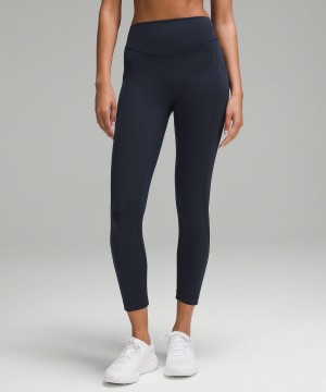 Navy Lululemon Wunder Under SmoothCover Tight with Pockets 25" Women Pants | NZ_LuLu83590