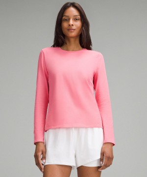 Pink Lululemon Organic Cotton Crewneck Long-Sleeve Women Shirts | NZ_LuLu85231