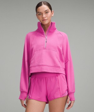 Pink Lululemon Scuba Oversized Funnel-Neck Half Zip Women Hoodies & Sweatshirts | NZ_LuLu77349