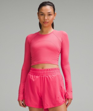 Pink Lululemon Swiftly Tech Cropped 2.0 Women Long Sleeve Shirts | NZ_LuLu13557