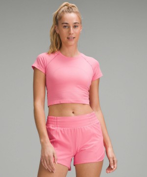 Pink Lululemon Swiftly Tech Cropped Short-Sleeve 2.0 Women Shirts | NZ_LuLu58025