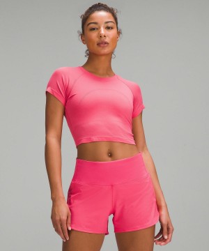 Pink Lululemon Swiftly Tech Cropped Short-Sleeve 2.0 Women T Shirts | NZ_LuLu68525