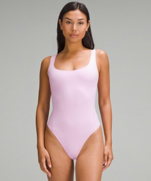 Pink Lululemon Wundermost Ultra-Soft Nulu Square-Neck Sleeveless Women Bodysuit | NZ_LuLu90516