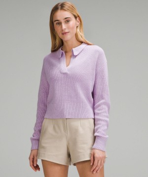 Purple Lululemon Collared Merino Wool-Blend Sweater Women Hoodies & Sweatshirts | NZ_LuLu17089