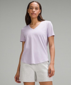 Purple Lululemon Love V-Neck Women T Shirts | NZ_LuLu11609