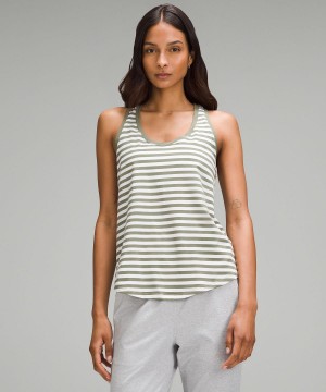 Stripes Green White Lululemon Love Women Shirts | NZ_LuLu20285